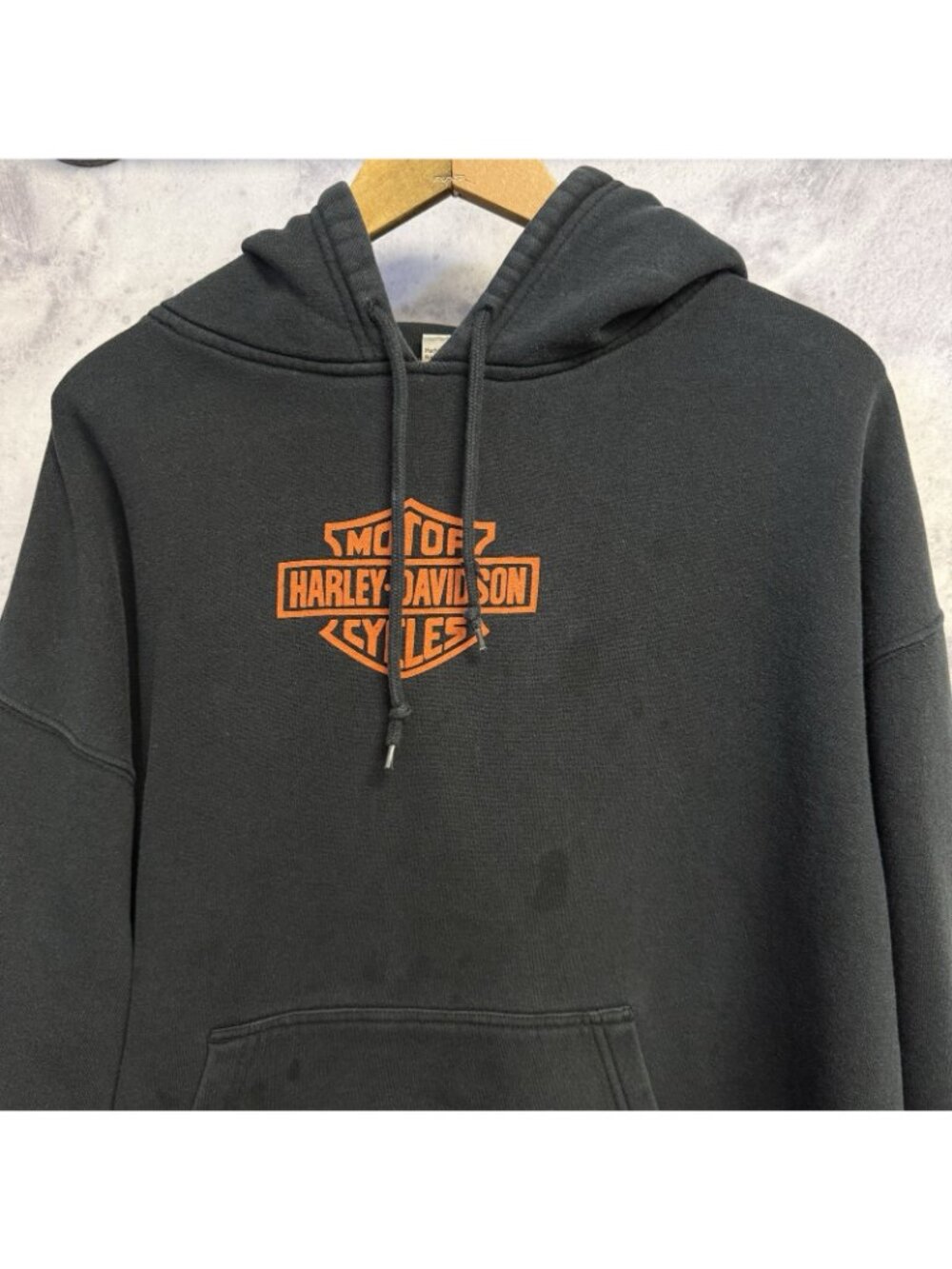 Harley Davidson Hoodie Sweatshirt Mens 2XL Black Y2k Graphic Print Eagle Biker - Picture 3 of 13